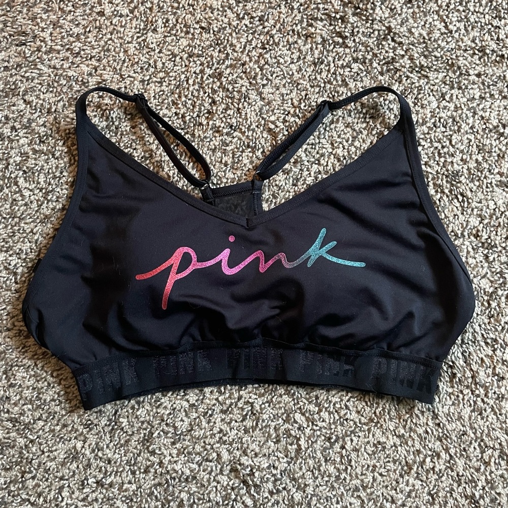 Pink active wear sports bra